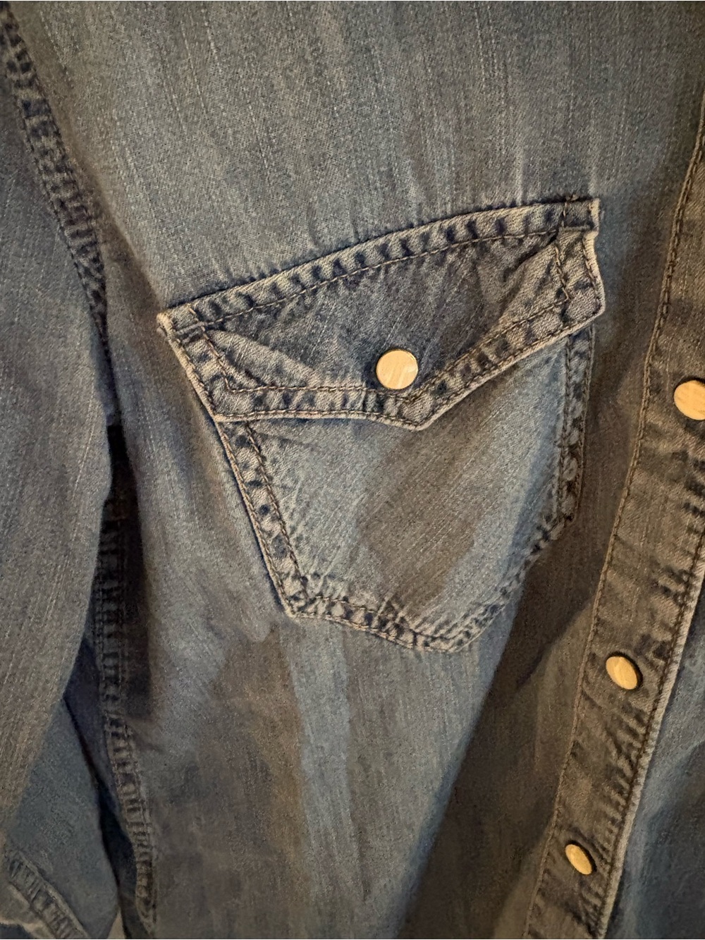 Gap Denim Light Blue Western Shirt with pearl snap buttons - Picture 7 of 16